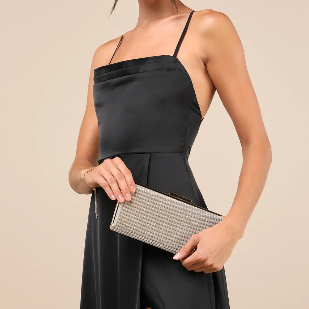 Glittering Selection Gold Rhinestone Rectangular Clutch - Picture 2 of 3